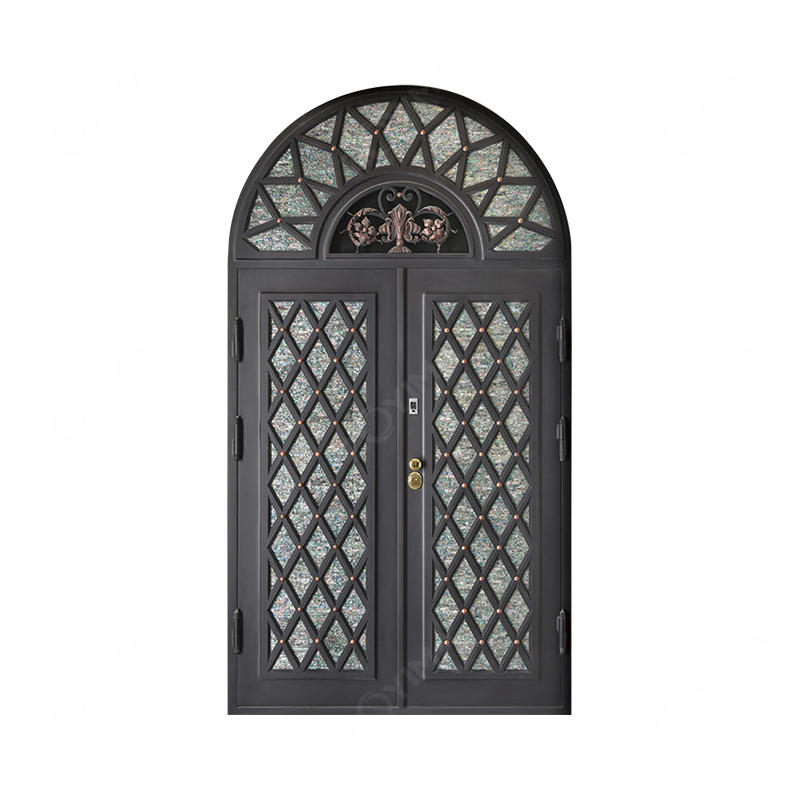 ZYM-W108 French arch-top wrought iron single doors