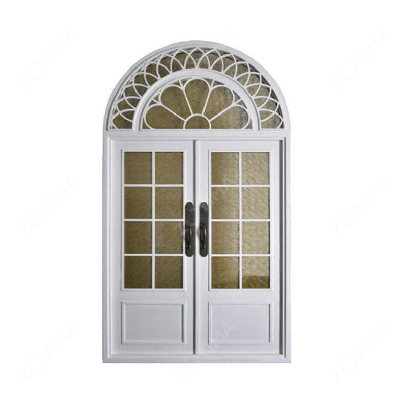ZYM-W111 White color wrought iron glasses doors 