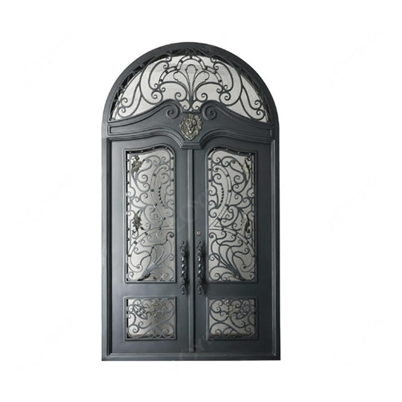 ZYM-W112 French arch-top wrought iron one and half doors