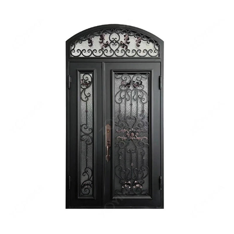 ZYM-W131 Customized luxurious arch-top wrought iron doors excellence in handcrafted