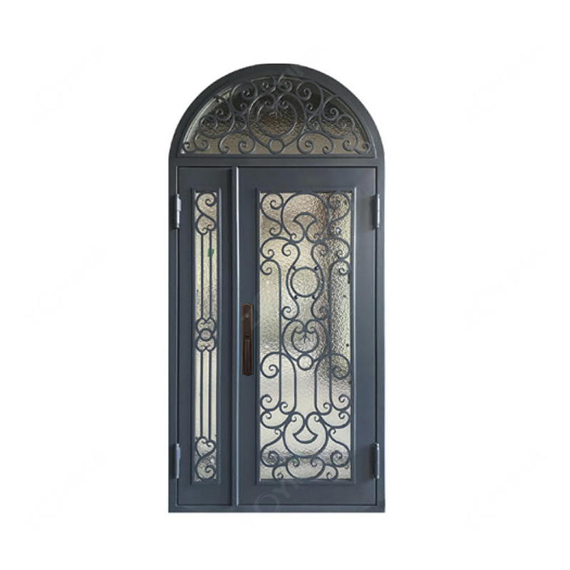 ZYM-W156 Unique design arch-top wrought iron doors