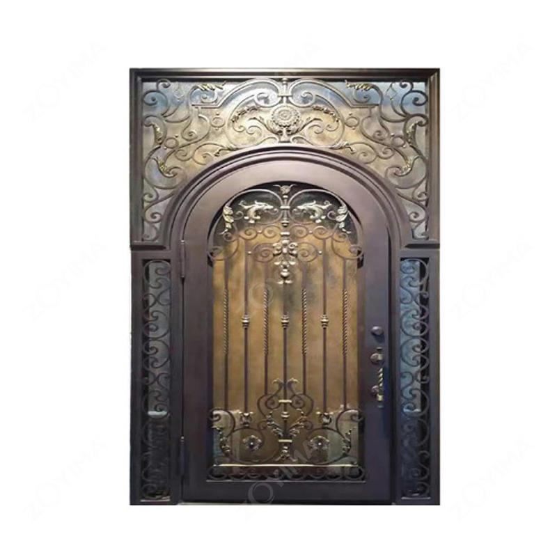 ZYM-W157 Waterproof and windproof arch-top wrought iron doors