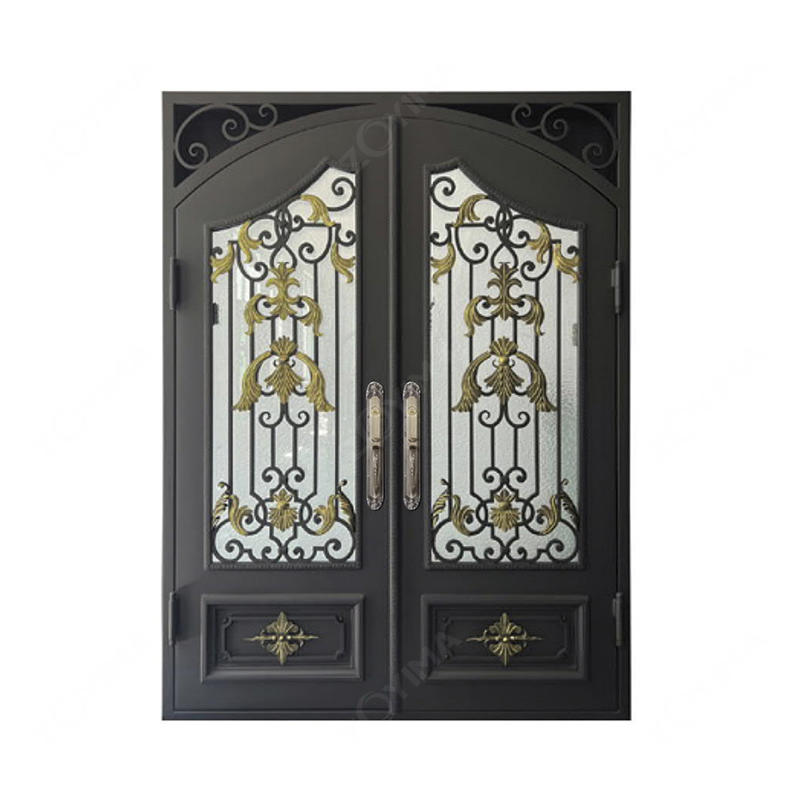 ZYM-W117 French double wrought iron front doors