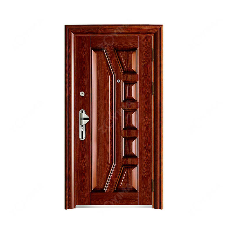 ZYM-S120 Entry metal double panel wood color single steel door 