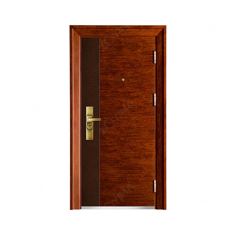 ZYM-S123 Commercial fancy wood color single steel door 