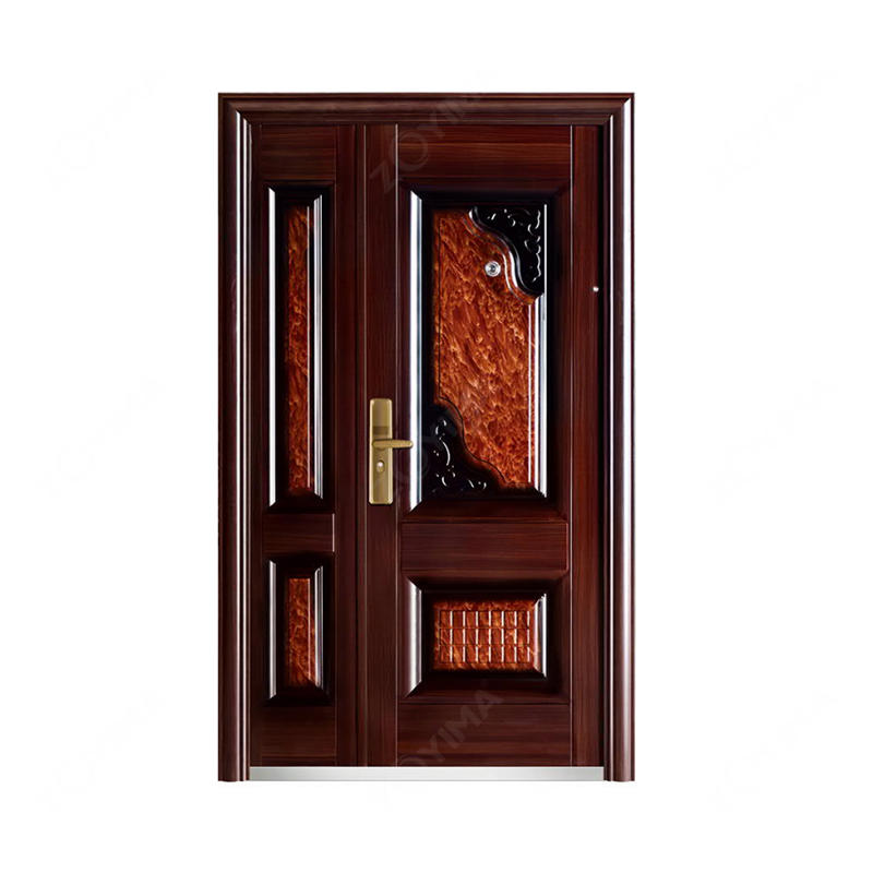 ZYM-S558 Sound proof firm exterior wood color son and mother steel door 