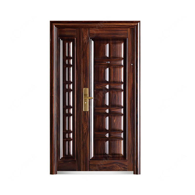 ZYM-S562 Commercial fancy wood color son and mother steel door 