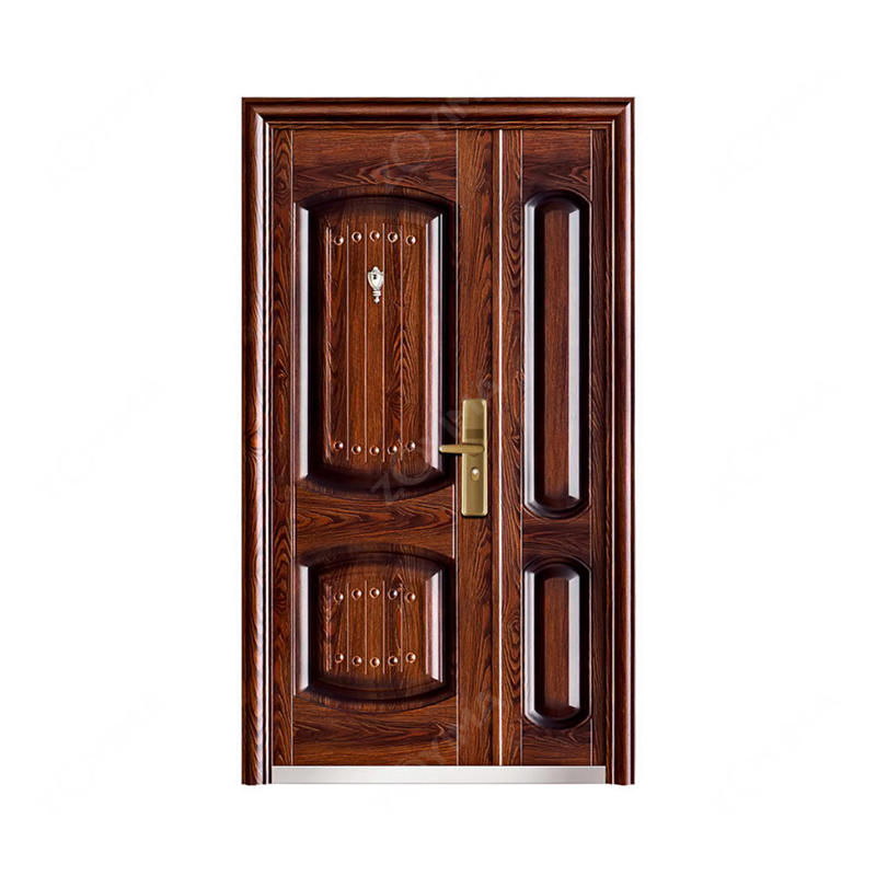 ZYM-S567 Burglary-resisting hard wood color son and mother steel door 