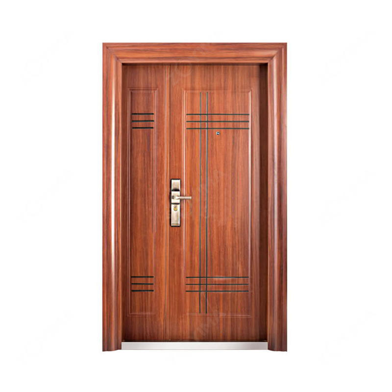 ZYM-S568 Modern concise style wood color son and mother steel door 