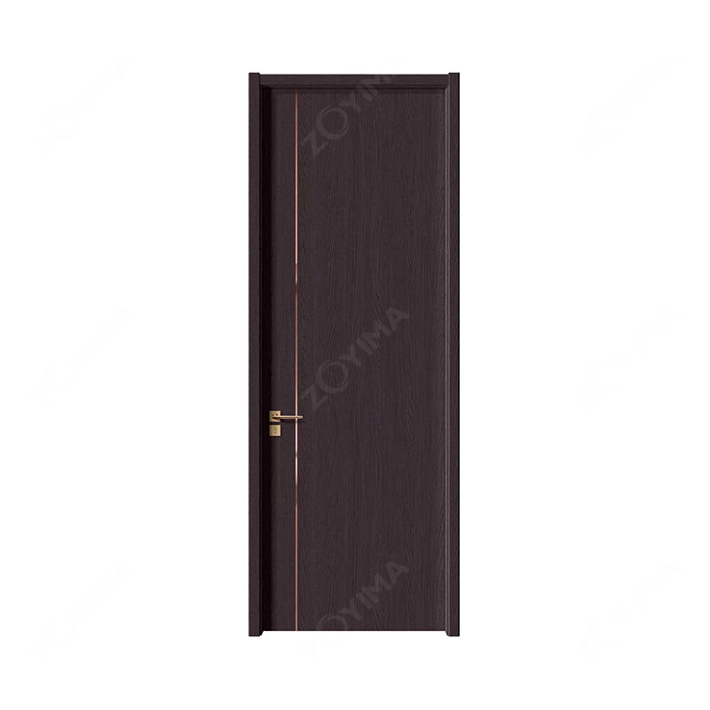 ZYM-W097 Dark colored wooden door with stainless steel bar inlay