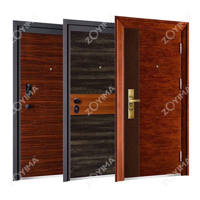 Wooden color single steel door