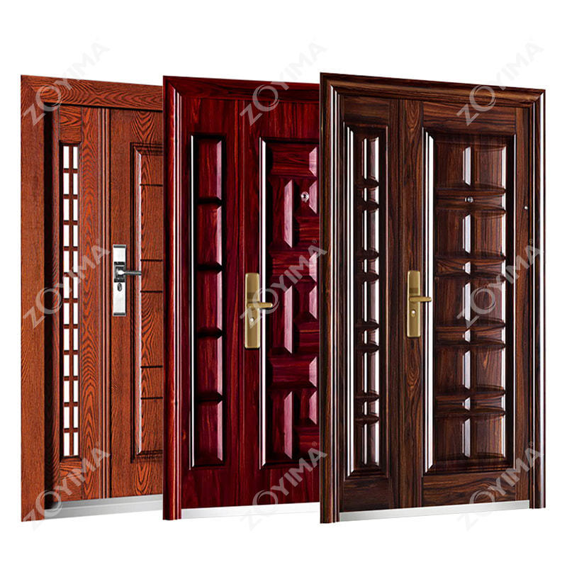 Wooden color son and mother steel door